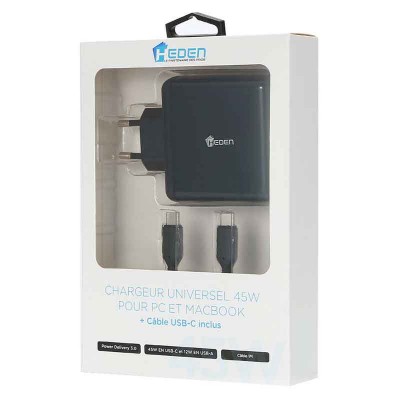 BUNDLE CHARGEUR 45W + CABLE USB TYPE C HEDEN