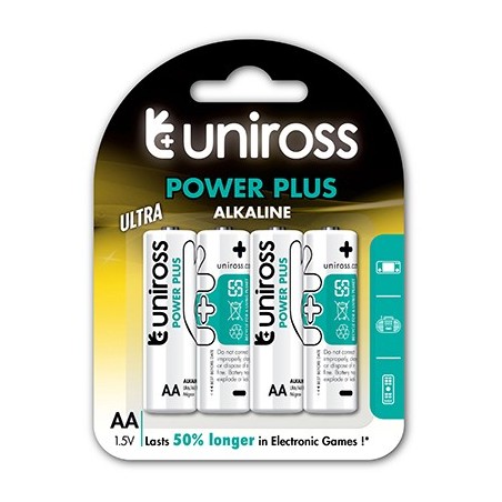 Piles Alcalines Power Plus LR6 AA UNIROSS