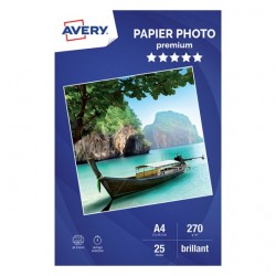 PAPIER PHOTO AVERY - VERSION BRILLANT PRENIUM / A4 - PACK DE 25 FEUILLES