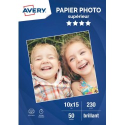 PAPIER PHOTO AVERY - BRILLANTE SUPERIEUR / A6 - PACK DE 50 FEUILLES