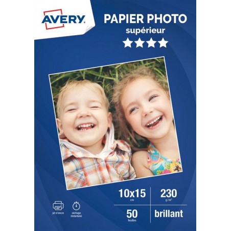 PAPIER PHOTO AVERY - BRILLANTE SUPERIEUR / A6 - PACK DE 50 FEUILLES