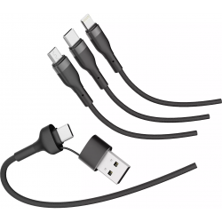 CABLE USB-C 3 EN 2 MICRO USB USB-C ET LIGHTNING - VERSION 1M